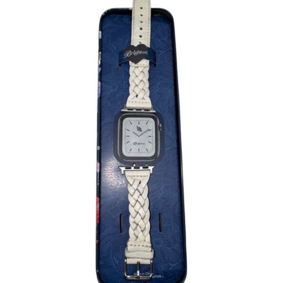 Brighton Sutton Braided Leather Apple Watch Band – Ivory - Picture 2 of 5